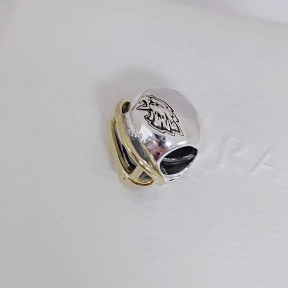 Pandora Philadelphia Eagles NFL Football Helmet Charm 14K Gold and S925 Silver - Picture 5 of 6